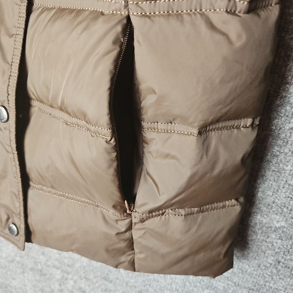 Lands End Women's Winter Puffer Coat Down/Feather insulation Brown - Picture 4 of 10